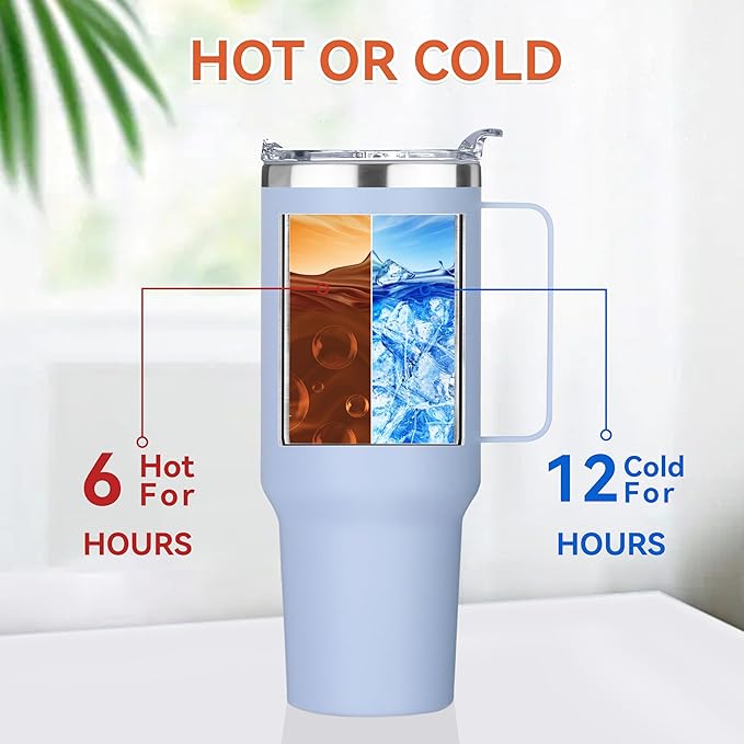 HASLE OUTFITTERS 40 oz Stainless Steel Tumbler with Handle, Vacuum Insulated Tumblers Bulk, Reusable Double Wall Travel Coffee Mug, Durable Powder Coated Water Bottle(Blue, 4)