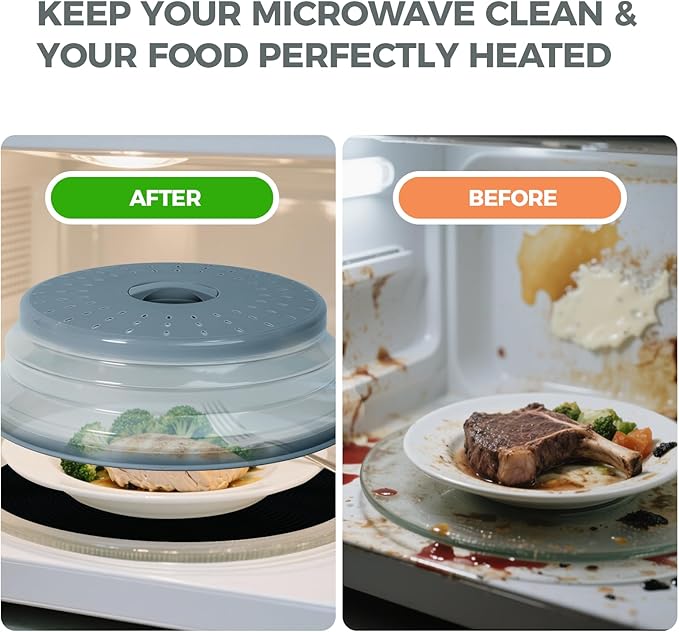 12" Large Microwave Splatter Cover & Silicone Mat, Foldable Food Cover and Raised Handle, BPA-Free Splatter Guard Lid, Multi-Purpose Heat-Resistant Mat for Pots,and Kitchen