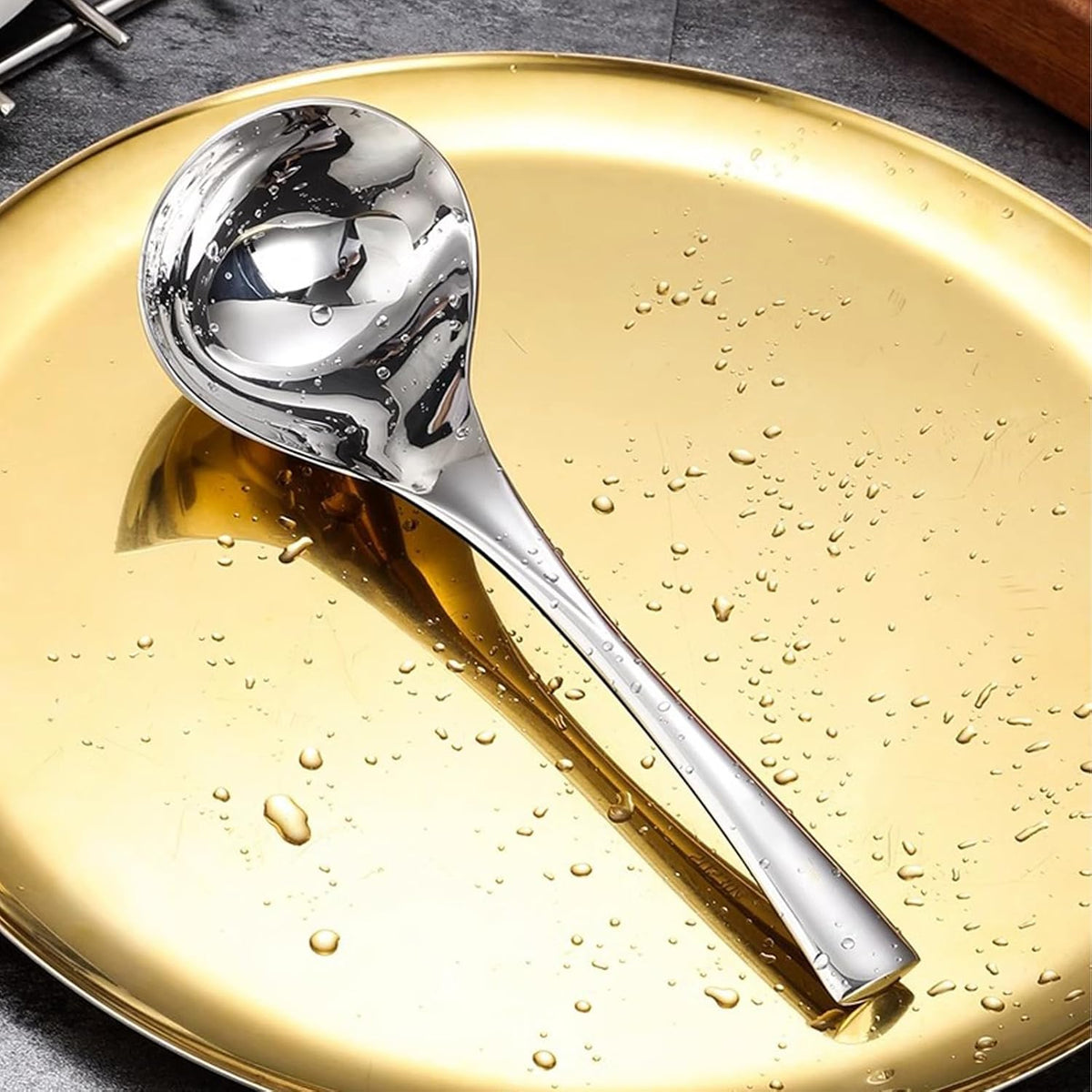 Zjunhm Sauce ladle,Gravy Ladle,Small Soup Ladle,8.3 Inch,SUS304 Stainless,Mirror Polished Dishwasher Safe 1 Piece (Color:Silver).