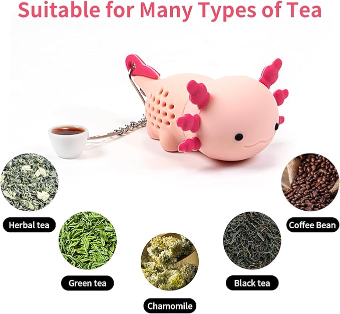Axolotl Tea Infuser Tea Strainers For Loose Tea Silicone Tea Infusers Loose Leaf Tea Steeper Fun Kitchen Gadgets Axolotl Gifts