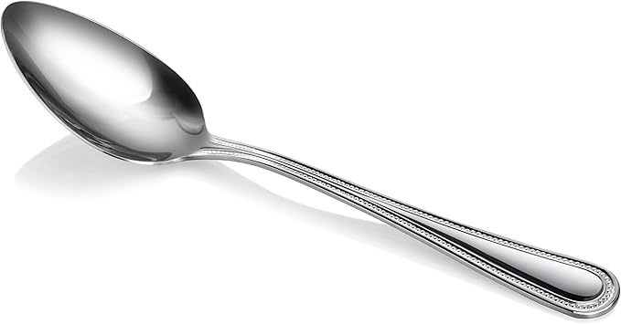 New Star Foodservice 1029420 Bead Pattern, 18/0 Stainless Steel, Dinner/Dessert Spoon, 7.6-Inch, Set of 12