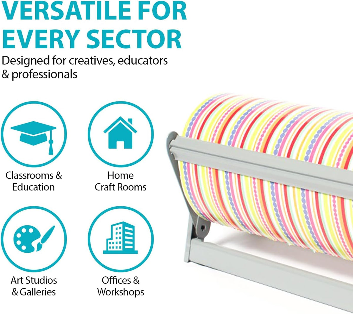 18" Wide Roll Paper Dispenser with Cutter for Desktop – Roll Dispenser with Straight Edge Cutter – Fits Craft, Freezer, Wrapping, Butcher Paper Roll or Cling Film – Heavy-Duty, Grey