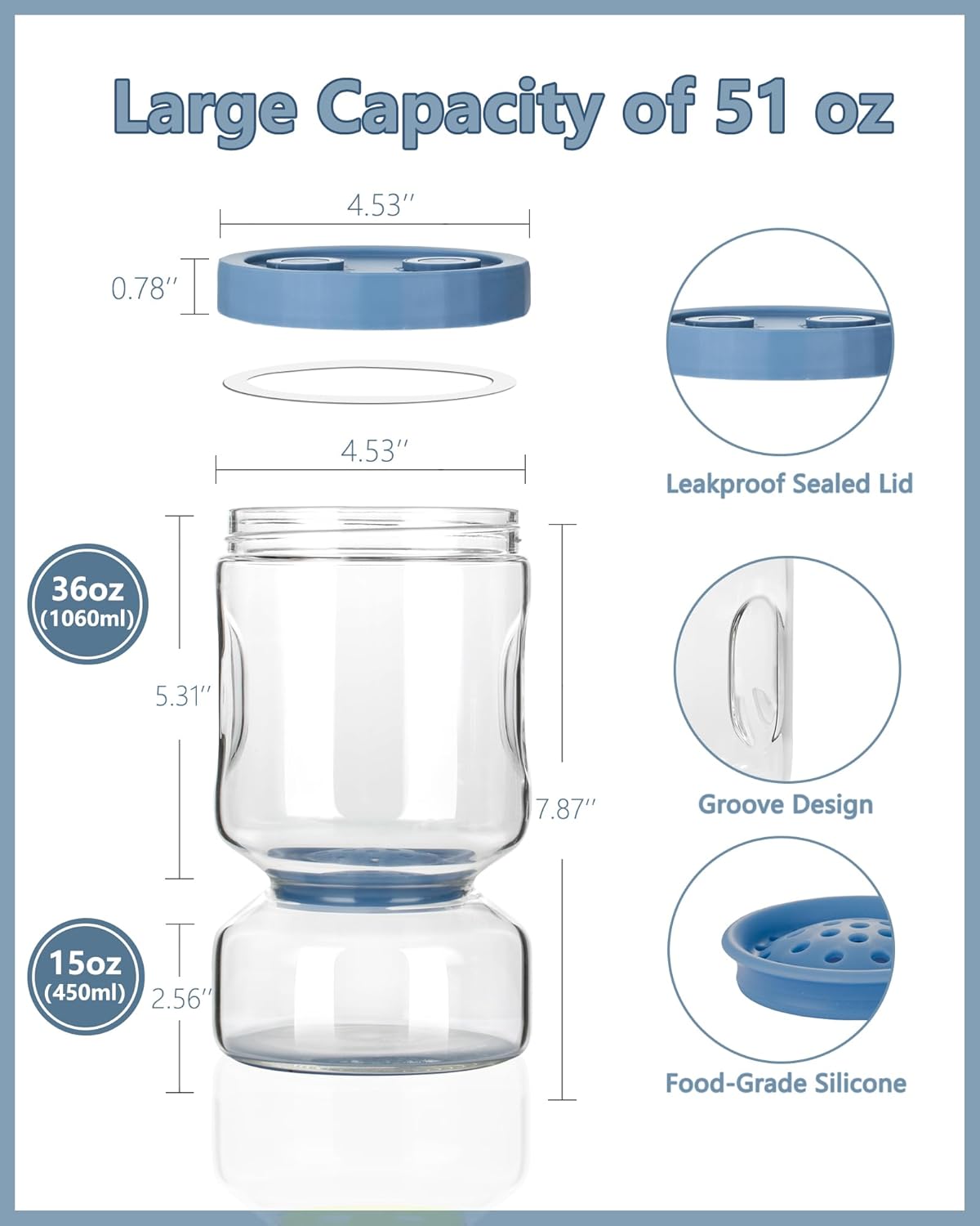 ZENS Pickle and Olive Hourglass Jar with Strainer Flip for Pickle Juice Separator from Wet and Dry, Leak-proof Airtight Container Pickling Jars for Dill Sliced Storage, Gifts for Mom