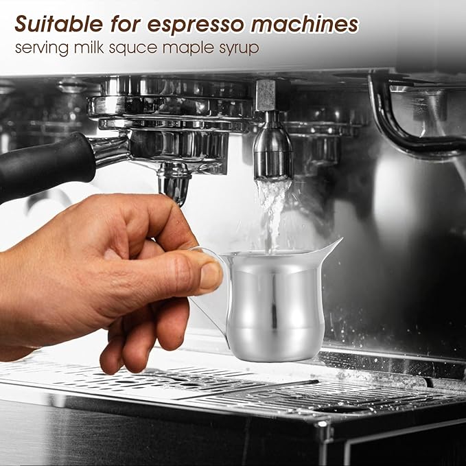 Molain 36 Pcs Stainless Steel Bell Creamers, 3 oz Mini Creamer Pitcher with Handle and Pouring Spout Cup Container for Serving Milk Coffee Salad Dressing Maple Syrup Espresso Machine Restaurant Cafes
