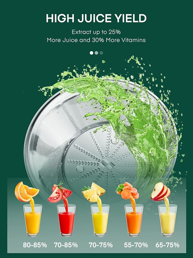 Juicer Machine, HOUSNAT Centrifugal Juicer 400 W Motor, 65MM Wide Chute for Whole Fruit and Vegetables, Juice Extractor with 3 Speeds, Upgraded Version Quick Juicing, Easy to Clean, BPA Free, Red