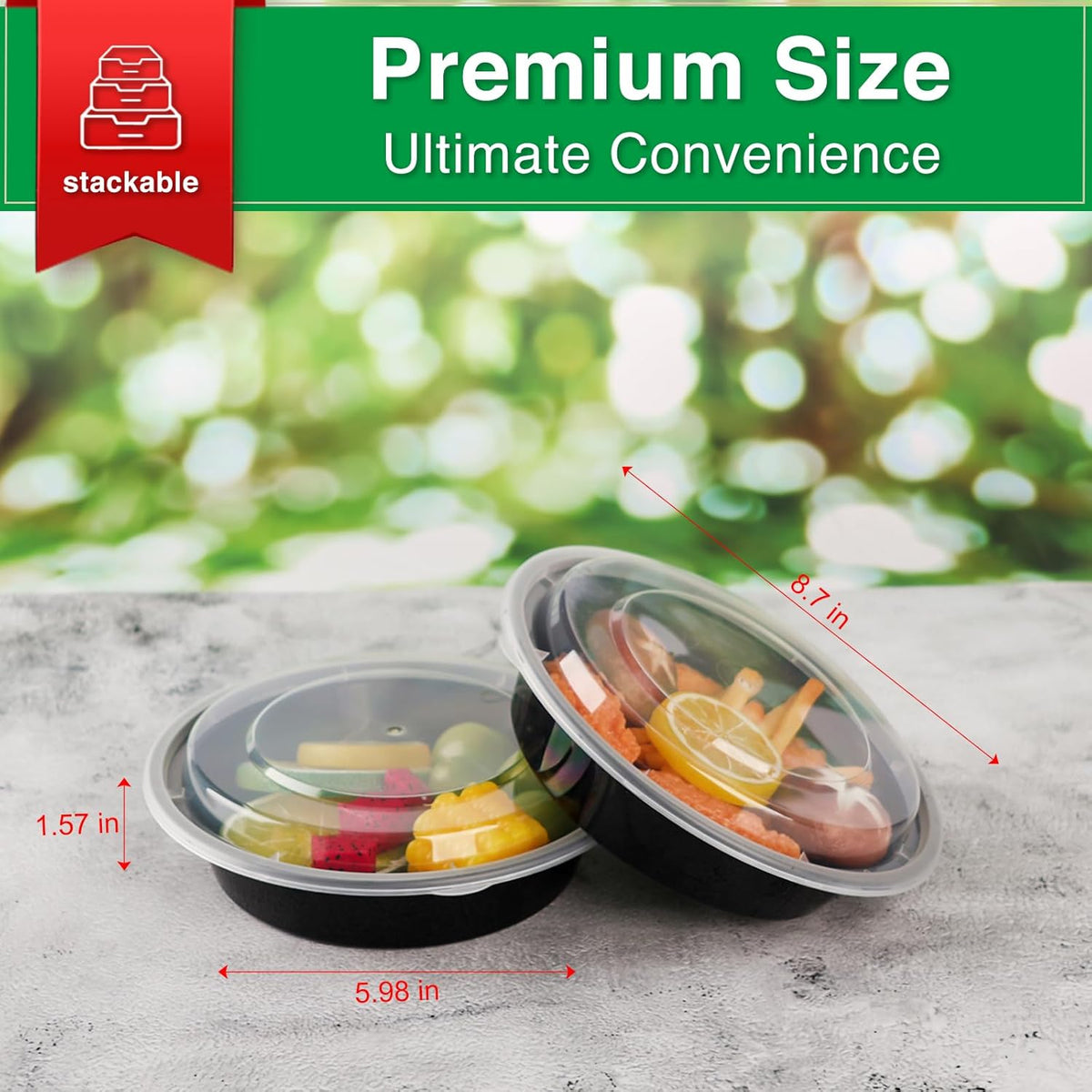 Meal Prep Containers Reusable 10 Pack-23 oz Food Storage Containers with Lids To Go Food Containers Takeout, Microwave Dishwasher Freezer Safe, Stackable, BPA Free, Plastic (Black)