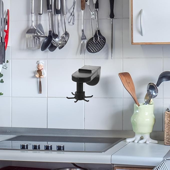 Garneck 2pcs Rotating 6-Claw Kitchen Utensil Hooks Wall-Mounted Adhesive Cooking Utensil Organizer Plastic Cabinet Hooks Under Cabinet Hanging and Space Saving
