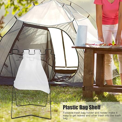 Trash Rack, 13 Gallon Trash Bag Holder Environmental Protection Portable Garbage Bag Holder Foldable Trash Bag Holder for Camping Picnic Barbecue
