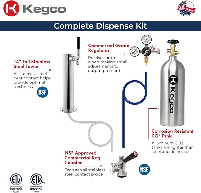 Kegco K309SS-1 Keg Dispenser, Stainless Steel