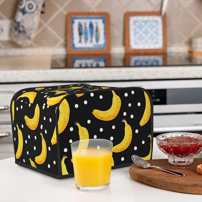 Cute Bananas Covers for Toasters 4 Slice,Cute Funny Bread Machine Cover with Handle,Washable Stain Resistant Kitchen Small Appliance Cover Dining Decor