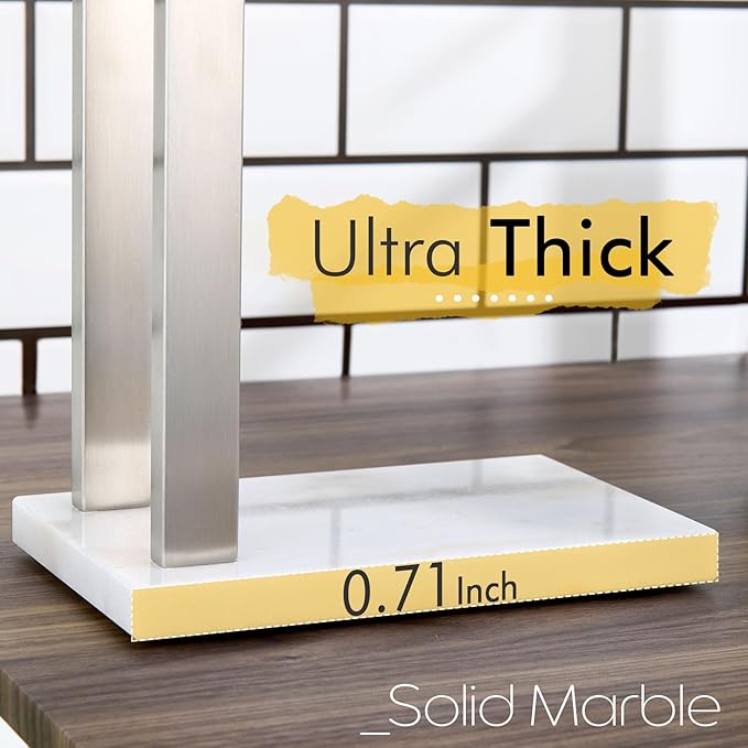KOKOSIRI Hand Towel Holders Standing Towel Bars 2-Tier with Marble Base for Bathroom Vanity Countertop, Brushed Stainless Steel 15.7'' Height THS0007-BR