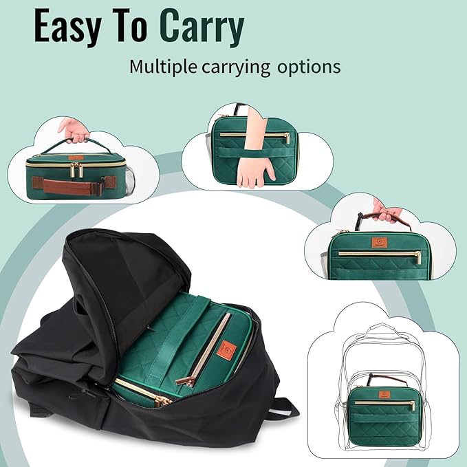Genteen Lunch Box for Kids, Boys - Insulated Small LunchBox Reusable, Zip Closure & Buckle Handle, Portable Cooler for Work, School, Travel (Lake Green)