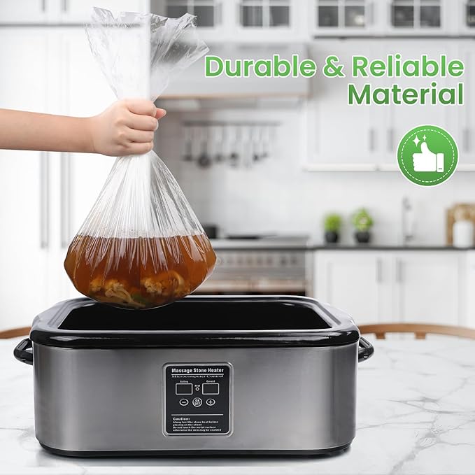 CAREGY Electric Roaster Liners 34 x 18 Inch 30 Counts Disposable Roaster Liners Fits 16, 18, 22 Quarts Roasters, Roasting Oven Liners Cooking Bags for Immediate Cleanup
