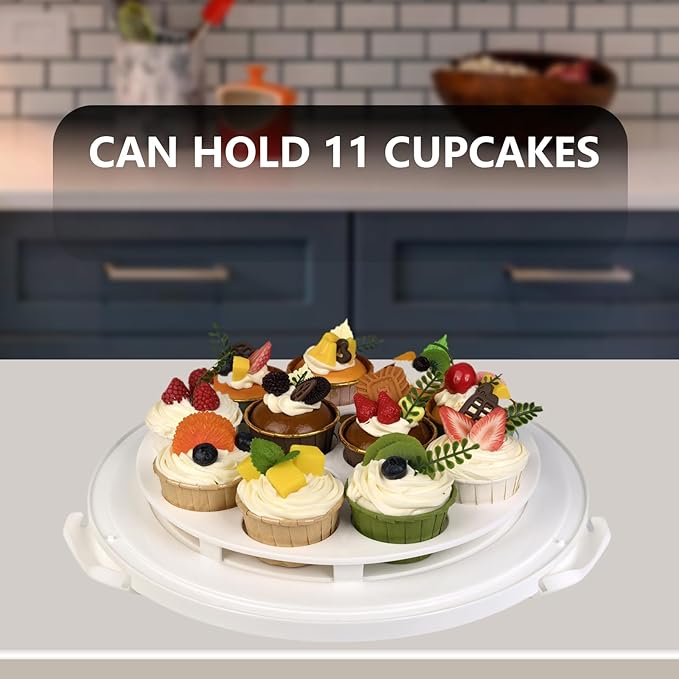12 Inch Cake Carrier with Lid & Handle BPA-Free Cake Transport Container, Includes Insulated Bag, Cupcake & Pie Holders for Secure Dessert Delivery (Fits 7" Tall Cakes) (Purple)