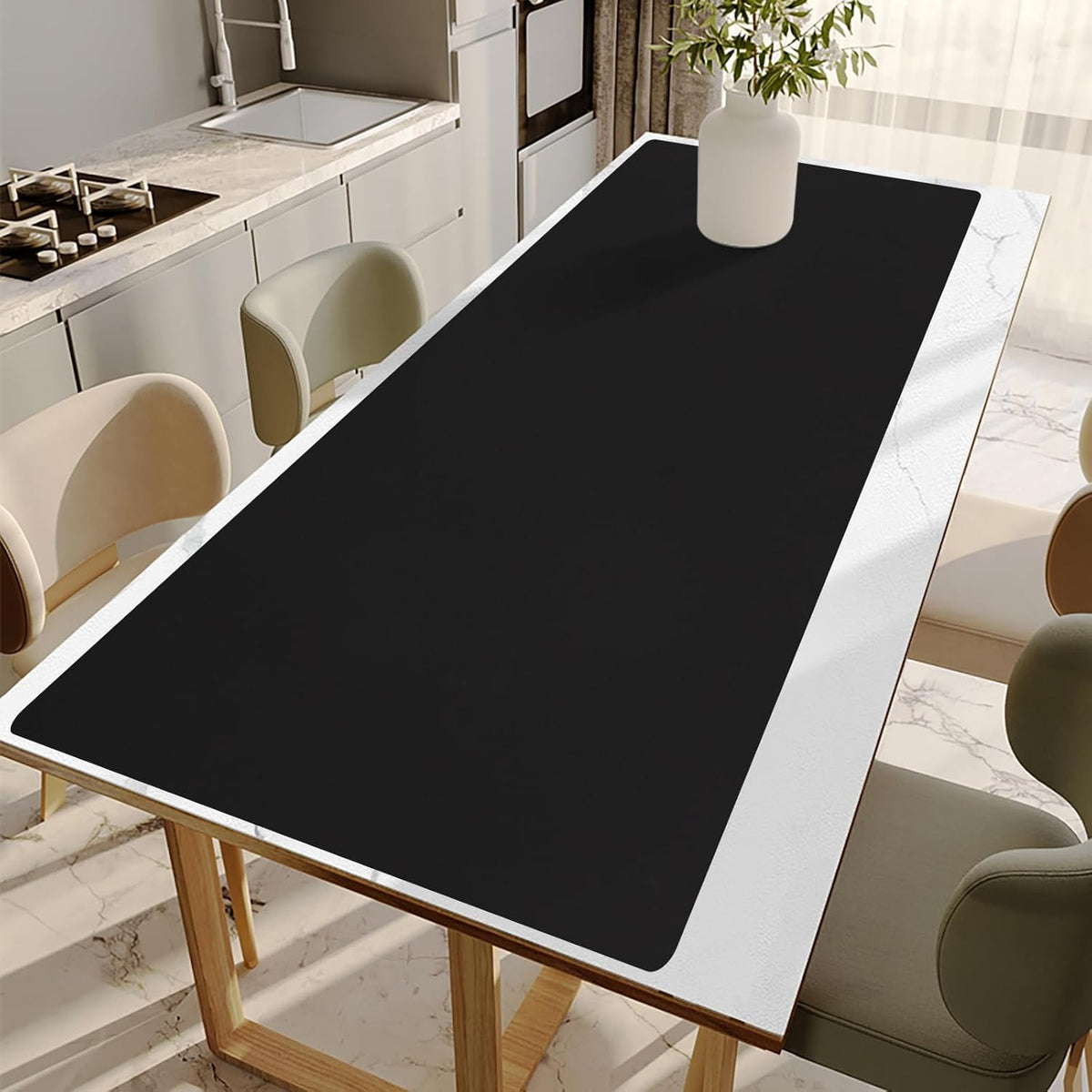 Extra Large Silicone Mat for Kitchen Counter, Heat Resistant Mats for Countertop, Bar mat, Skin-Friendly Surface Countertop Protector Mat, Pet Feeding Pad, Freely Cuttable (Black, 20"x80"x1.6 mm)