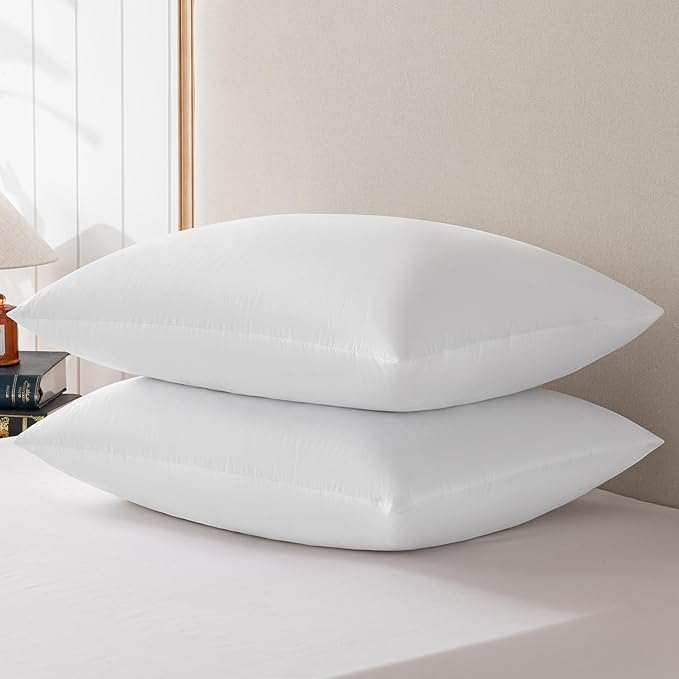 Goose Feathers and Down Pillows, Cotton Cover, Bed Sleeping Hotel Collection Pillows,Set of 2, Queen Size 20x28