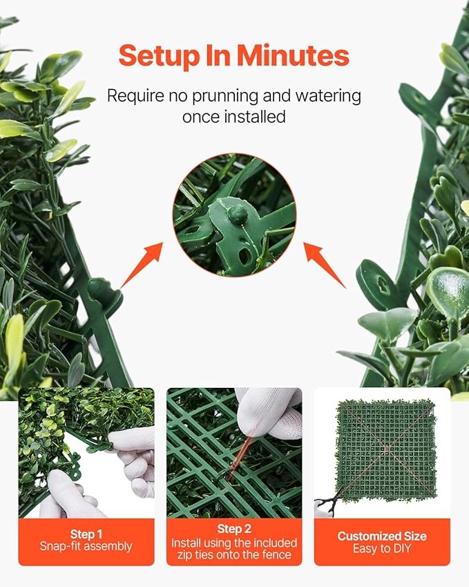 VEVOR Artificial Grass Wall Panels, 60 x 120 inch, Milan Grass Greenery Boxwood Panel for Indoor Outdoor Green Decor & Ivy Fence Covering, Privacy Backdrop Wall Hedge Screen for Garden