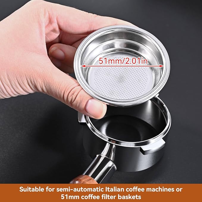 Stainless Steel Coffee Filter, 51mm Double Layer Pressurized Filter Basket Espresso Filter Basket Espresso Machine Parts for Portafilter Coffee Machine(Double Cup)