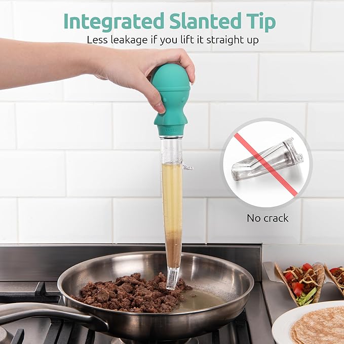 U-Taste 18/8 Stainless Steel Measuring Cups and Spoons Set of 10 Piece, Upgraded Thickness Handle and 1.5oz Heat Resistant Angled Turkey Baster with Cleaning Brush for Cooking Basting (Aqua Sky)