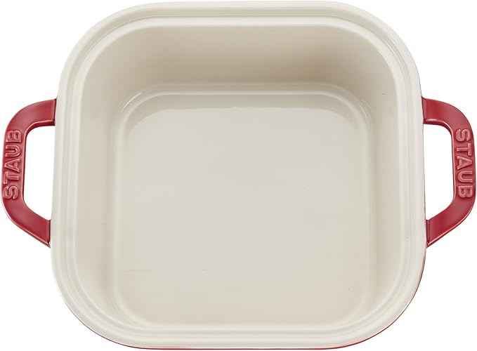 STAUB Ceramic 4-pc Baking Pans Set, Casserole Dish with Lid, Brownie Pan, Cherry