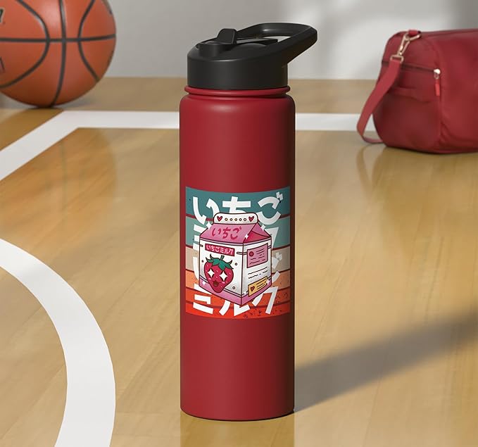 Kawaii Milk Carton Japanese Culture Adorable Strawberry Cute Stainless Steel Insulated Water Bottle