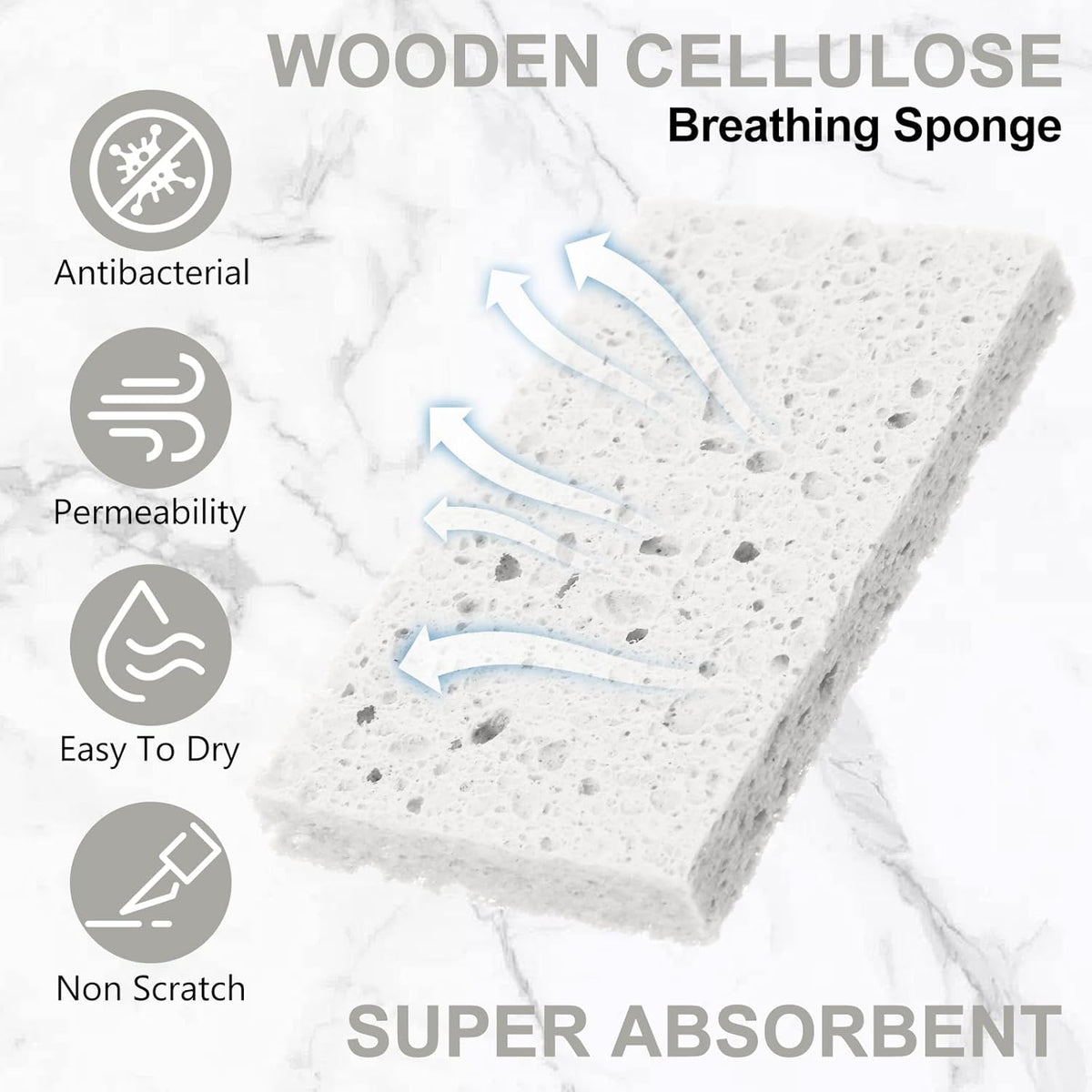 Zhengmy 100 Pieces Kitchen Sponge Bulk Natural Sponges for Dishes Compressed Wood Pulp Sponges Cleaning Sponge Without Scratching for Kitchen Bathroom, 3.9 x 2.4 x 0.12 Inch (White)