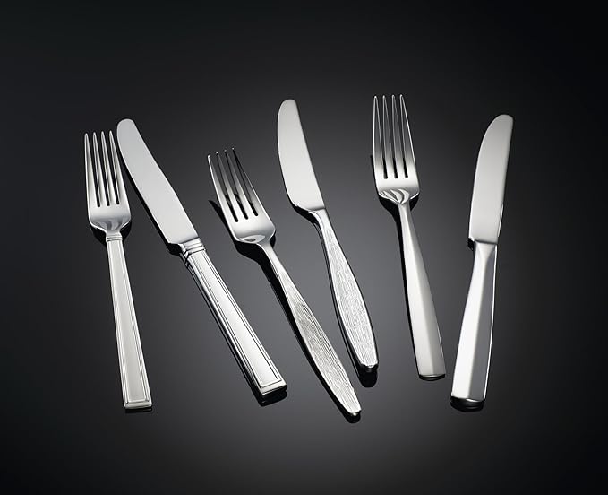 Lenox Lachlan 65-Piece Flatware Set, 10.45 LB, Metallic