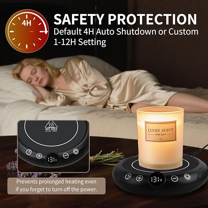 Coffee Mug Warmer, Electric Cup Warmer for Desk, Candle Warmer Plate with Temperature Display, 8-Temp Setting & 1-12H Timer, Stocking Stuffer Christmas White Elephant Coffee Gifts for Adults Women Men