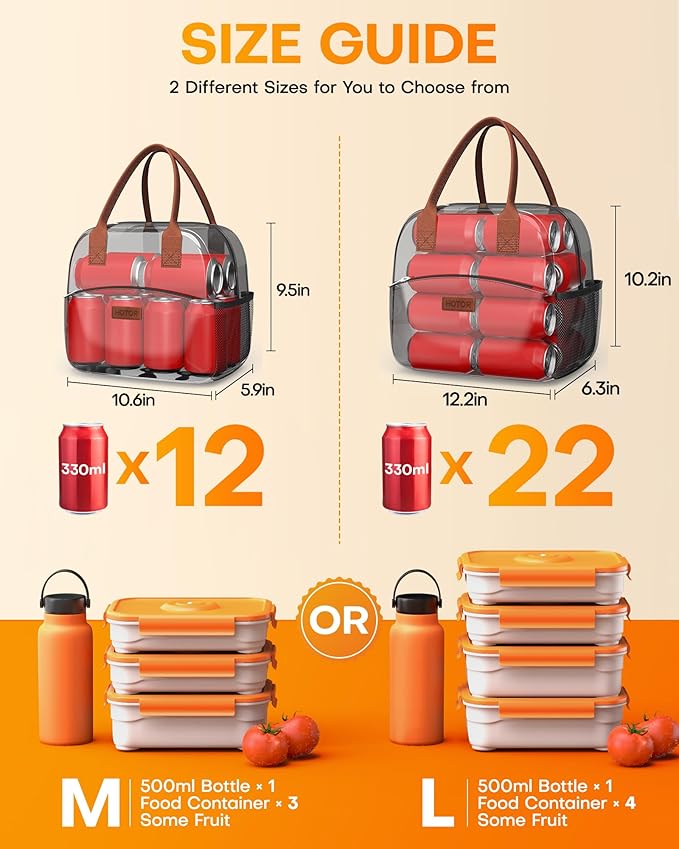 HOTOR Lunch Bag for Women & Men - Wear-Resistant Insulated Lunch Box with Large Capacity, Multi-Functional Cooler Bag for Office, Picnic, Blossom Beige, 10L, 10.60" x 5.90" x 9.50"