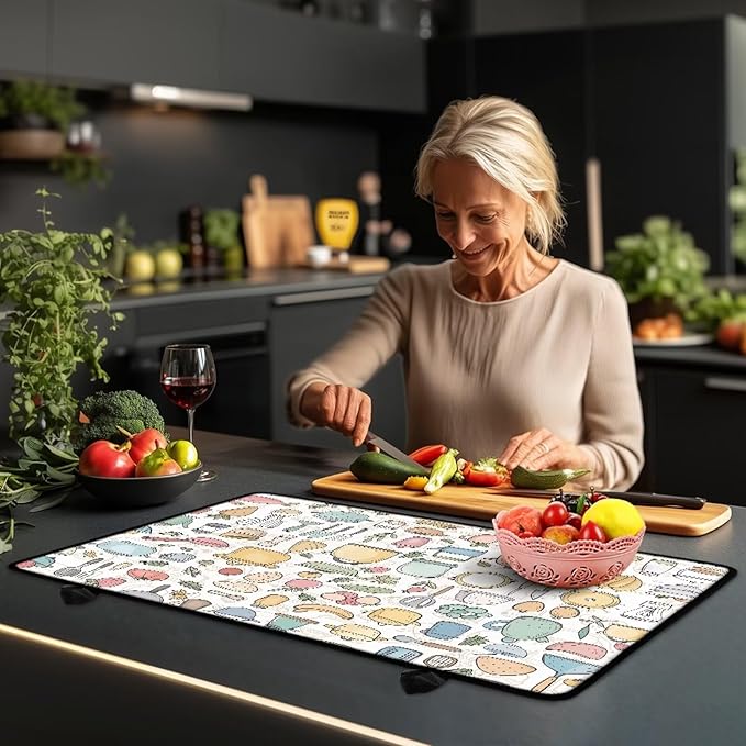 Kitchen Print Stove Top Covers Induction Cooktop Mat Countertop Mats Dish Drying Mats Heat Resistant Prevents Scratching Expands Usable Space 29'' x 20.9''