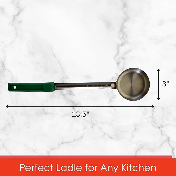 4 Ounce Solid Stainless Steel Portion Control Ladle Spoon for Measuring and Serving; Commercial Grade Serving Scoops [Pack of 2]