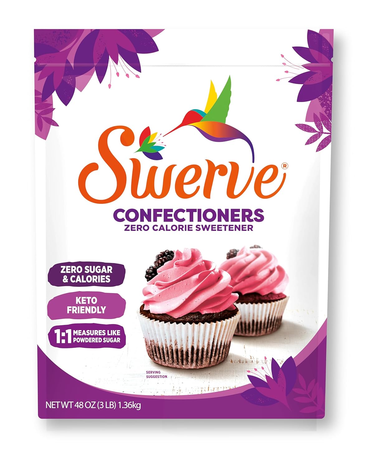 Swerve Ultimate Sugar Replacement Sweetener, Confectioners Sugar Substitute, Zero Calorie, Keto Friendly, Zero Sugar, Non-Glycemic, Gluten Free, 48 Oz