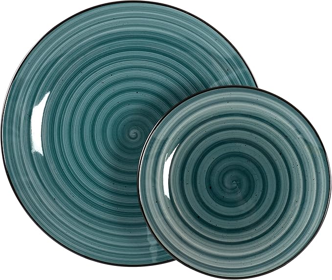 Elama Gia 24 Piece Stoneware Dinnerware Set (Dark Green)