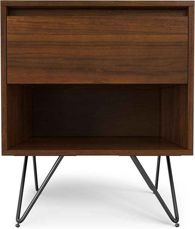SIMPLIHOME Hunter 20 inch Wide Industrial Modern Nightstand in Walnut for the Living Room and Bedroom