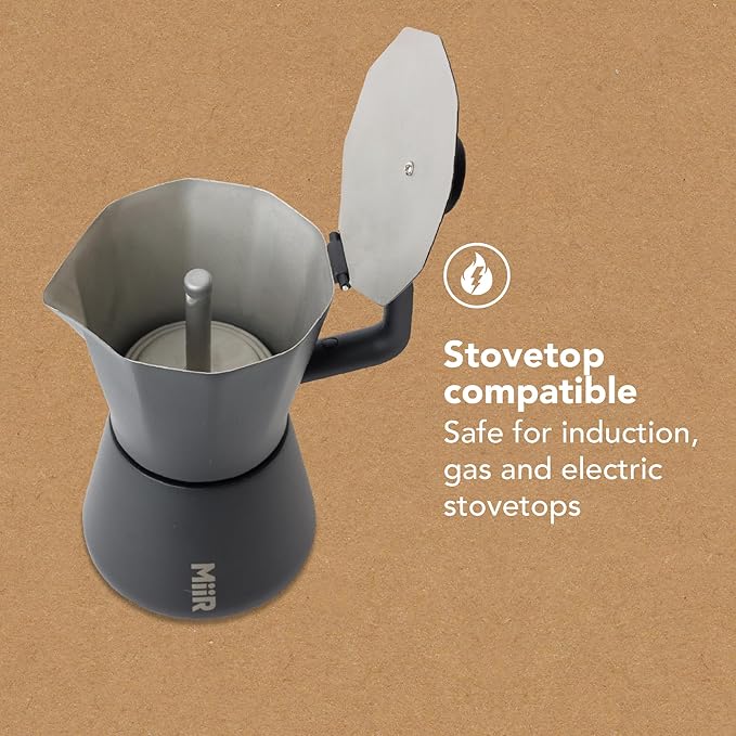 MiiR New Standard Moka Pot, 10oz - Durable Stainless Steel Coffee Maker for Rich Espresso Strength Brew