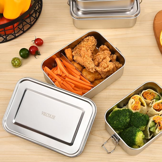 4 PCS Stainless Steel Bento Box 1400ml, Metal Bento Box, Metal Lunch Box, Food Containers, Stainless Steel Lunch Container for Home, Work, Camping