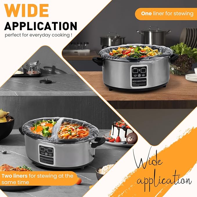 30 Pack Slow Cooker Liners, Large Size 13"x 21" Cooking Bags Disposable Pot Liners, Plastic Slow Cooker Bags Fits 3-8 Quarts, BPA Free, Suitable for Oval & Round Pot