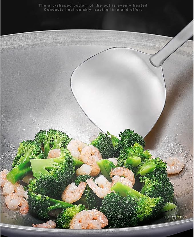 Large Iron Wok, Commercial Large Iron Wok Pan, Double Ear Wok, Not Easy to Rust,60x60x18.7cm