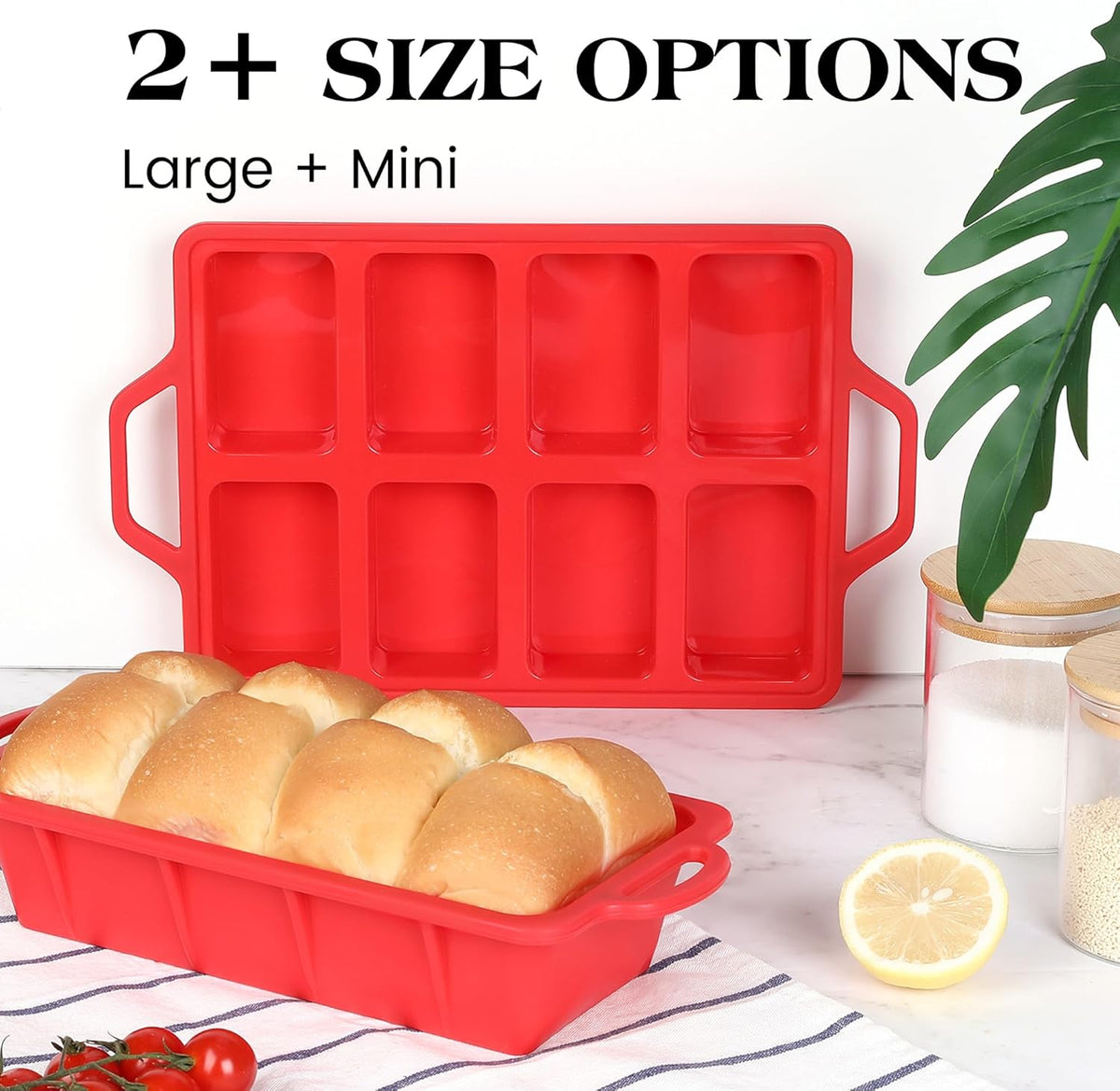 1 Pc Mini Loaf Pans Silicone, Nonstick Small Bread Pans for Baking, Tiny Meatloaf Pan with Metal Reinforced Frame 8 Cavity (Red)