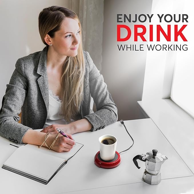 Large Candle Warmer Plate Safely Releases Scents Without a Flame - Used as Candle Jar & Coffee Warmer for Home & Office, 1 Pack, Red