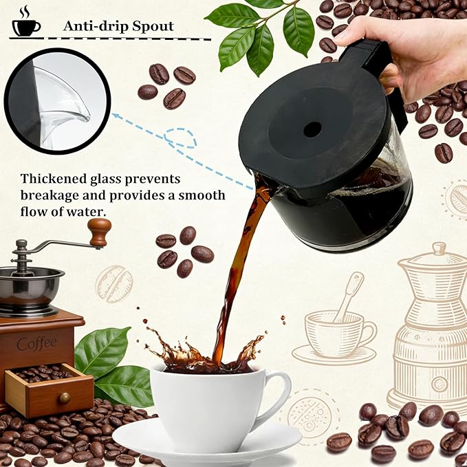 Carafe Compatible With Technivorm 89830 1.25L/40oz Glass Carafe, 10 Cup Carafe Replacement Compatible With Moccamaster KBG/CDG/KBGV Select/CD Series Coffee Machines, Scratch-resistant and durable.