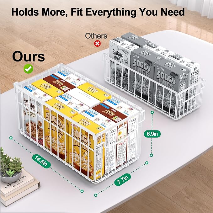 Freezer Organizer Bins, 2 Pack Stackable Deep Chest Freezer Organizer Bins, Foldable Baskets with Handles, White Storage Container Baskets for 5/ 7 Cu.FT Sort Frezen Meats