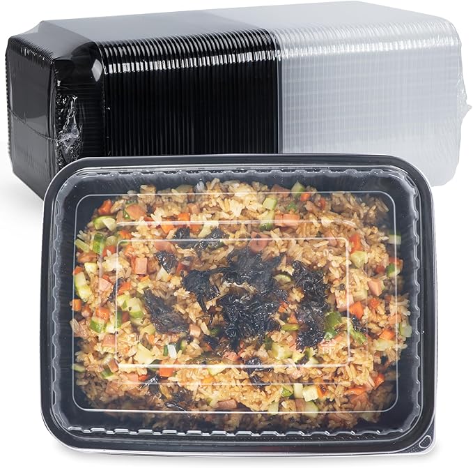 Meal Prep Containers Reusable 40 Pack 48oz - Shrink Wrap Leakproof | BPA Free Freezer & Microwave Safe Meal Prep | Portion Control Leftovers Food Container with Lid | Catering Takeout Boxes