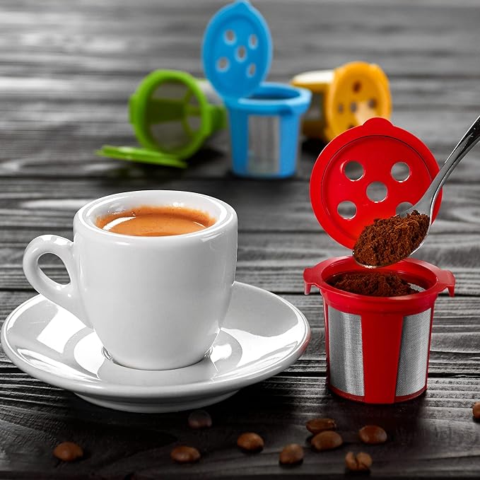 4 Reusable K Cups for Keurig K Supreme, K Supreme Plus, K Slim with Multistream Technology, K-Brew Chill, K-Duo Hot & Iced (Gen 2) – 4 Colors Refillable Kcups Coffee Filters for Keurig Coffee Makers