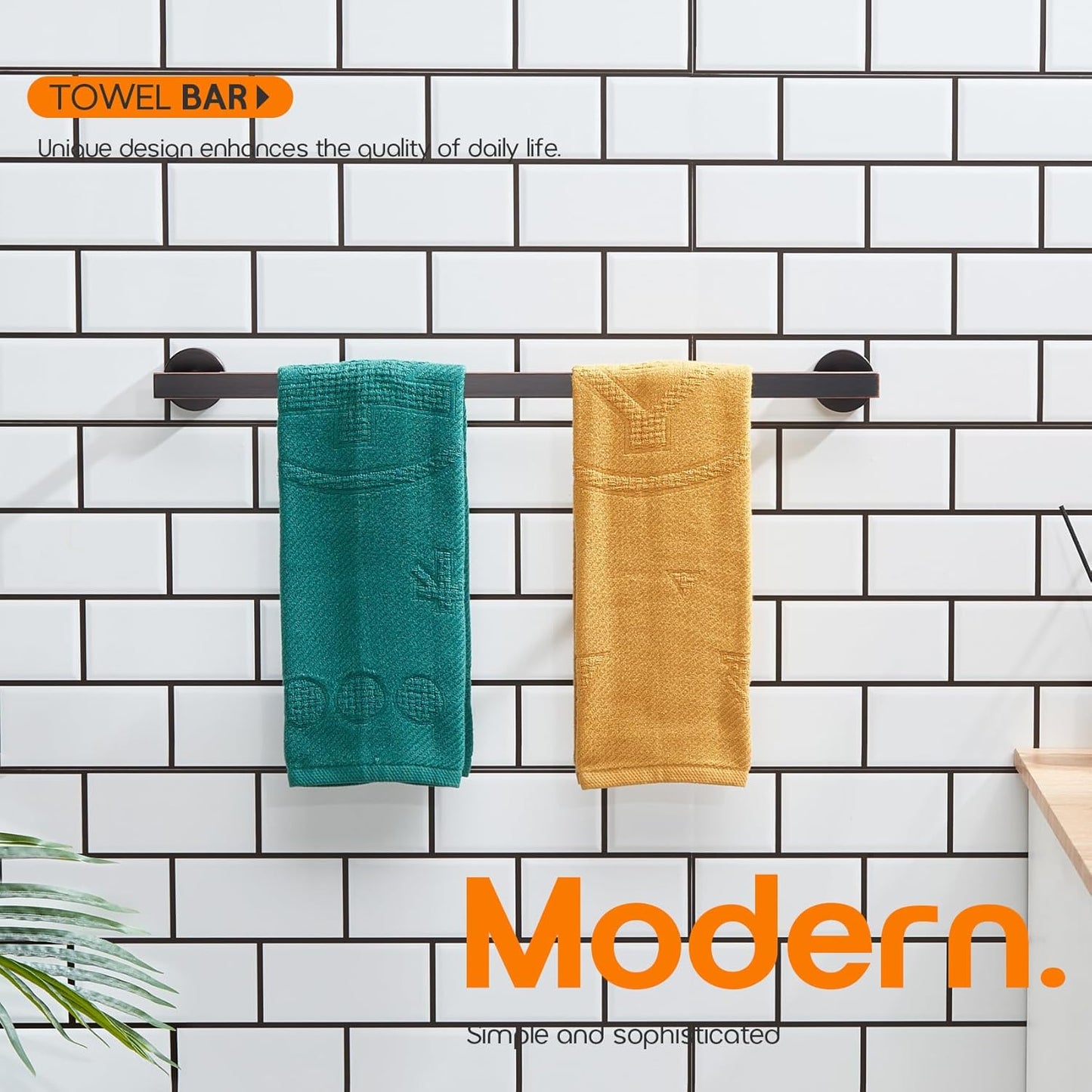 20 Inch Bathroom Towel Bar Bath Towel Rack Kitchen Towel Holder Towel Shelf Wall Mounted SUS304 Stainless Steel 2 Pack Oil Rubbed Bronze AN4001ORB-L20-P2