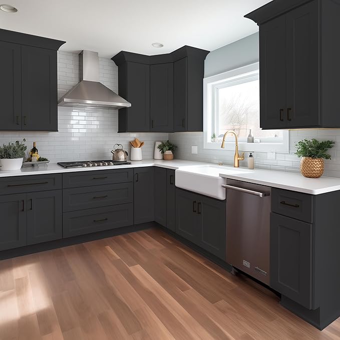 Wall-Mounted Cabinet – Solid Wood Shaker Style Medicine Cabinet with Adjustable Shelves & Soft-Close Doors for Bathroom, Kitchen, and Office Storage (Charcoal Black, 39" W x 12" D x 30" H)