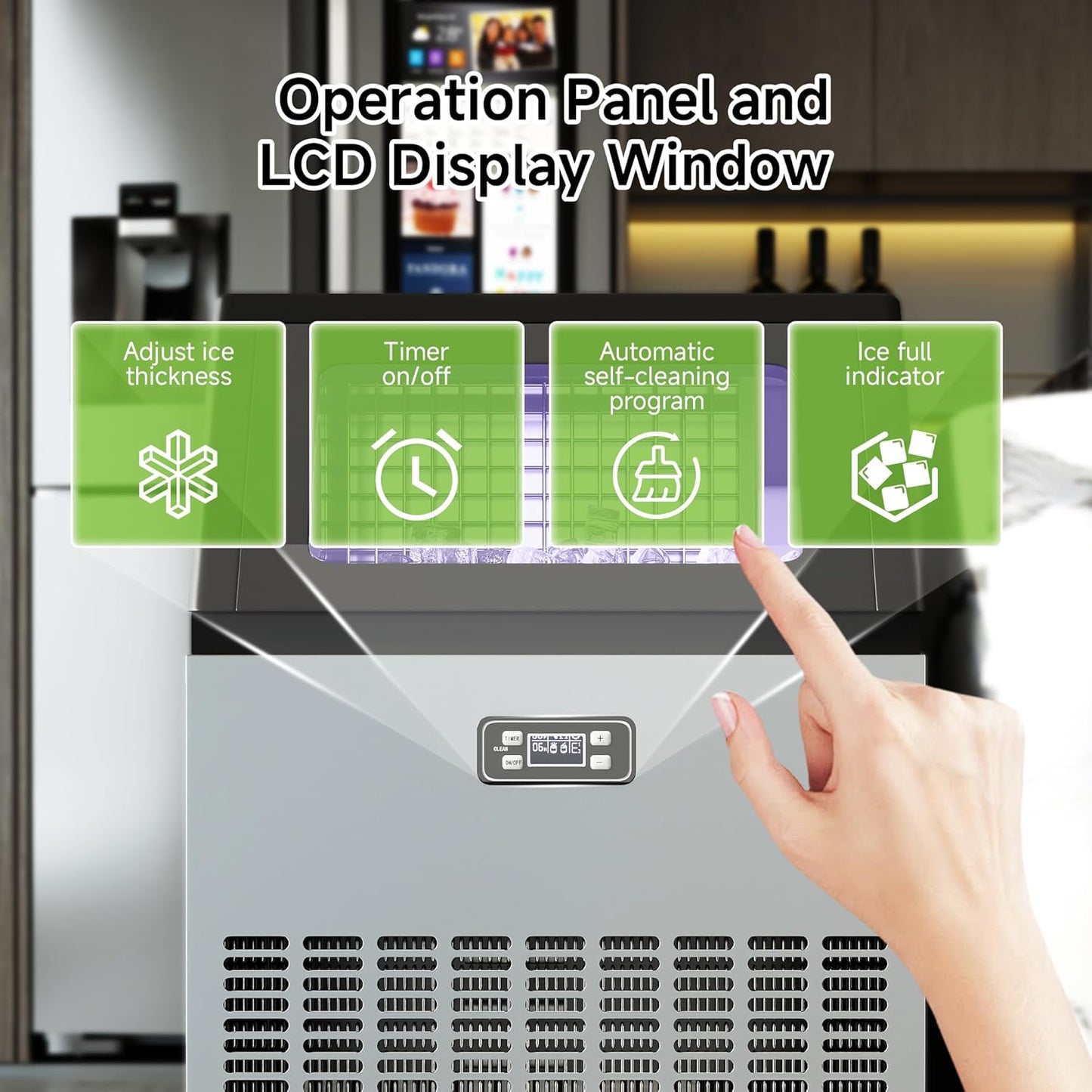 Real Relax Commercial Ice Machine, 270LBS/24H ETL Approval Under Counter Ice Maker Machine, 48LBS Ice Storage Capacity, Auto Self-Cleaning, LCD Display, with Ice Scoop for Party Bars