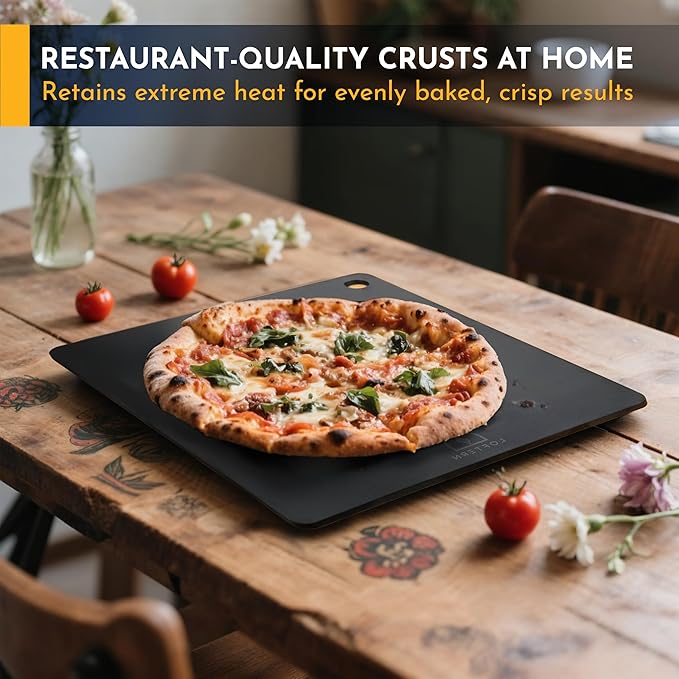 Loftern 14" x 16" Pizza Steel - Heavy-Duty Carbon Steel Baking Plate for Oven, Grill & Pizza Oven - Pro Pizza Stone for Bread, Sourdough, and Crisp Crust Perfection