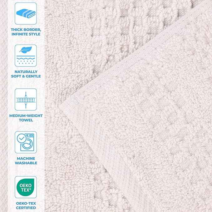 Superior Playa Zero Twist Cotton Medium Weight Towels, For Guest Bath, Bathroom, Shower, Spa, Plush, Quick Dry, Ultra-Soft Towels, Bath Essentials, Waffle Textured, 12 Piece Assorted Towel Set, Silver
