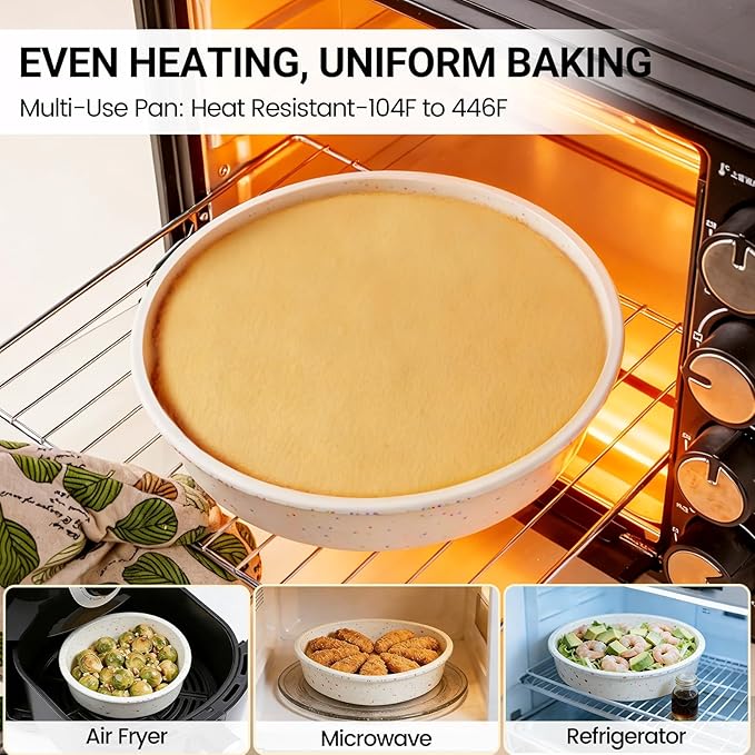 SJ 6 Inch Silicone Round Cake Pan with Metal Reinforced Frame Set of 3, Nonstick Silicone Cake Mold for Baking Suitable for Making Layers, Cheese & Chocolate Cakes